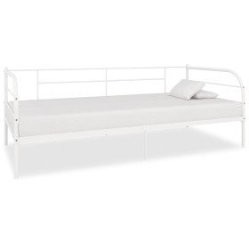 Estructura de cama sin colchón metal blanco 90x200 cm Estructura de cama sin colchón metal blanco 90x200 cm