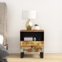 Mesita de noche madera maciza reciclada y madera contrachapada