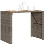 Mesa alta jardín superficie madera ratán PE gris 145x80x110 cm