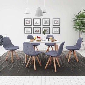 Conjunto de mesa de comedor y sillas 7 uds blanco y gris claro