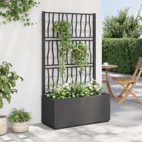 Jardinera con enrejado PP gris oscuro 80x36x140 cm Jardinera con enrejado PP gris oscuro 80x36x140 cm