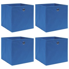 Cajas de almacenaje 4 uds tela 32x32x32 cm azul