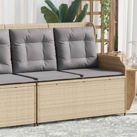 Sillón reclinable de jardín con cojines ratán sintético beige en Sofás de exterior | Comprar online en Foro24