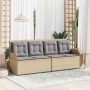 Sillón reclinable de jardín con cojines ratán sintético beige en Sofás de exterior | Comprar online en Foro24