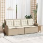 Sillón reclinable de jardín con cojines ratán sintético beige en Sofás de exterior | Comprar online en Foro24