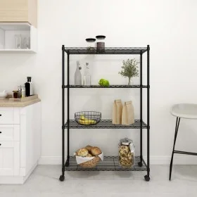 Storage shelf 4 levels wheels 90x35x142cm black 200kg by vidaXL, Industrial shelving - Ref: Foro24-324628, Price: 82,07 €, Di...