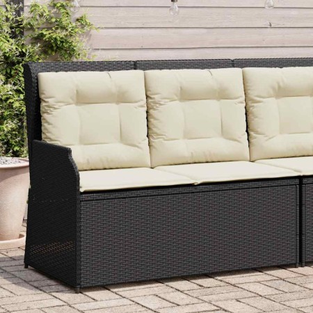 Sillón reclinable de jardín con cojines ratán sintético negro en Sofás de exterior | Comprar online en Foro24
