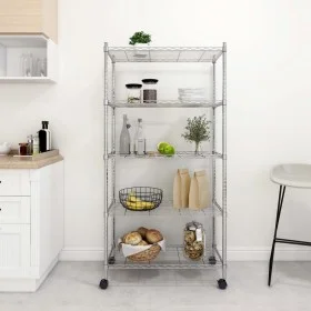 Lagerregal 5 Ebenen, Rollen 75x35x155 cm, Chrom, 250 kg von vidaXL, Industrieregale - Ref: Foro24-324629, Preis: 109,59 €, Ra...