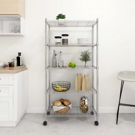 Lagerregal 5 Ebenen, Rollen 75x35x155 cm, Chrom, 250 kg von vidaXL, Industrieregale - Ref: Foro24-324629, Preis: 109,59 €, Ra...
