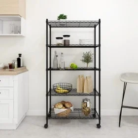 Storage shelf 5 levels and wheels 75x35x155 cm black 250 kg by vidaXL, Industrial shelving - Ref: Foro24-324630, Price: 96,75...