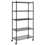 Storage shelf 5 levels and wheels 75x35x155 cm black 250 kg by vidaXL, Industrial shelving - Ref: Foro24-324630, Price: 96,75...