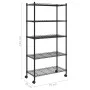 Storage shelf 5 levels and wheels 75x35x155 cm black 250 kg by vidaXL, Industrial shelving - Ref: Foro24-324630, Price: 96,75...