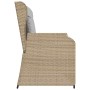 Sillón reclinable de jardín con cojines ratán sintético beige