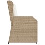 Sillón reclinable de jardín con cojines ratán sintético beige