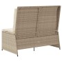 Sillón reclinable de jardín con cojines ratán sintético beige