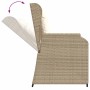 Sillón reclinable de jardín con cojines ratán sintético beige
