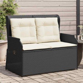 Sillón reclinable de jardín con cojines ratán sintético negro en Sofás de exterior | Comprar online en Foro24