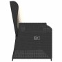 Sillón reclinable de jardín con cojines ratán sintético negro