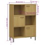 Librería patas de metal OSLO madera maciza marrón 90x35x128,5cm