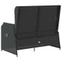 Sillón reclinable de jardín con cojines ratán sintético negro