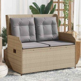 Sillón reclinable de jardín con cojines ratán sintético beige en Sofás de exterior | Comprar online en Foro24