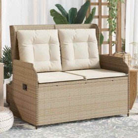 Sillón reclinable de jardín con cojines ratán sintético beige en Sofás de exterior | Comprar online en Foro24