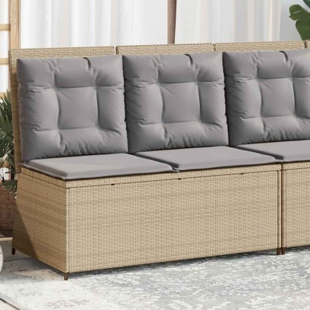 Sillón reclinable de jardín con cojines ratán sintético beige en Sofás de exterior | Comprar online en Foro24