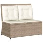 Sillón reclinable de jardín con cojines ratán sintético beige