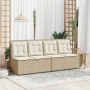 Sillón reclinable de jardín con cojines ratán sintético beige