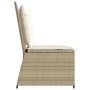 Sillón reclinable de jardín con cojines ratán sintético beige
