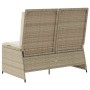 Sillón reclinable de jardín con cojines ratán sintético beige