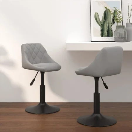 2 Stück drehbare Esszimmerstühle aus hellgrauem Samt von vidaXL, Essstühle - Ref: Foro24-335327, Preis: 121,24 €, Rabatt: %