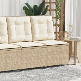 Sillón reclinable de jardín con cojines ratán sintético beige Sillón reclinable de jardín con cojines ratán sintético beige