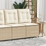 Sillón reclinable de jardín con cojines ratán sintético beige