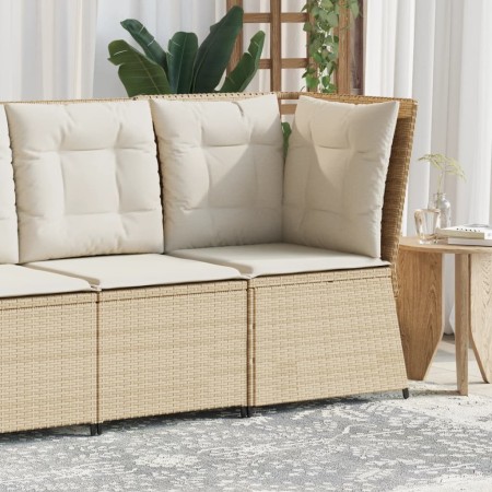 Sillón de esquina de jardín con cojines ratán sintético beige en Sofás de exterior | Comprar online en Foro24