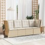 Sillón de esquina de jardín con cojines ratán sintético beige en Sofás de exterior | Comprar online en Foro24