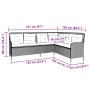 Sofá de jardín en forma de L con cojines ratán PE gris claro
