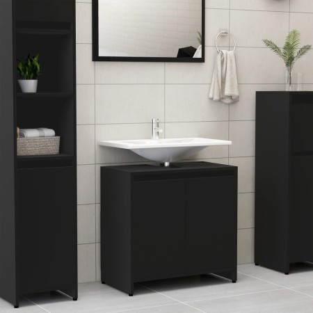 Black plywood bathroom cabinet 60x33x61 cm by vidaXL, Bathroom furniture - Ref: Foro24-802643, Price: 60,08 €, Discount: %