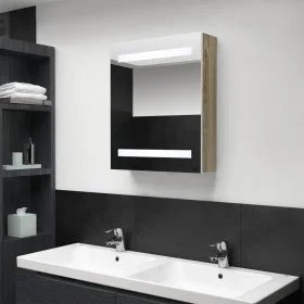 Bathroom cabinet with LED mirror white and oak 50x14x60 cm by vidaXL, bathroom vanities - Ref: Foro24-326485, Price: 121,46 €...