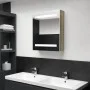 Armario de baño con espejo LED blanco y roble 50x14x60 cm de vidaXL, Tocadores de baño - Ref: Foro24-326485, Precio: 121,44 €...