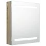 Armario de baño con espejo LED blanco y roble 50x14x60 cm de vidaXL, Tocadores de baño - Ref: Foro24-326485, Precio: 121,44 €...