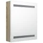 Armario de baño con espejo LED blanco y roble 50x14x60 cm de vidaXL, Tocadores de baño - Ref: Foro24-326485, Precio: 121,44 €...