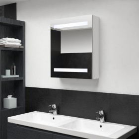 Armario de baño con espejo LED blanco brillante 50x14x60 cm