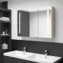 Badezimmerschrank mit LED-Spiegel in Weiß und Eiche 89x14x62 cm von vidaXL, Badezimmerwaschtische - Ref: Foro24-326530, Preis...