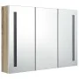 Badezimmerschrank mit LED-Spiegel in Weiß und Eiche 89x14x62 cm von vidaXL, Badezimmerwaschtische - Ref: Foro24-326530, Preis...