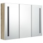 Badezimmerschrank mit LED-Spiegel in Weiß und Eiche 89x14x62 cm von vidaXL, Badezimmerwaschtische - Ref: Foro24-326530, Preis...