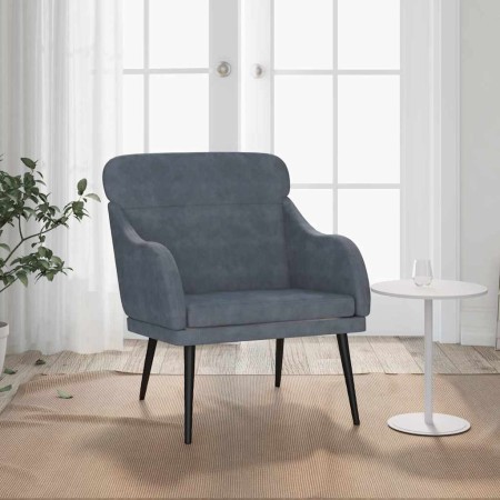 Sillón de terciopelo gris oscuro 63x76x80 cm