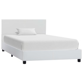 Estructura de cama sin colchón cuero sintético blanco 90x200 cm