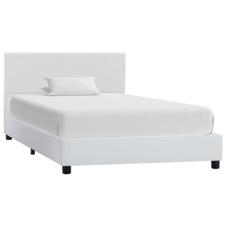 Estructura de cama de cuero sintético blanco 100x200 cm