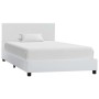 Estructura de cama de cuero sintético blanco 100x200 cm